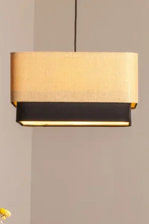 Lampada a sospensione Kwadro Duo, nero/beige, 50x50cm, iuta/satinato Vendita Finale