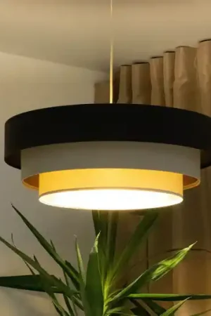 Lampada a sospensione Triniti, marrone/beige/crema, Ø 60 cm, tessuto Saldi