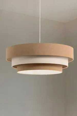 Lampada a sospensione Triniti, beige/crema, Ø 60 cm, tessuto Must-Have
