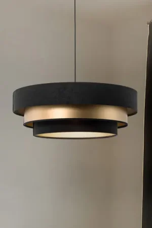 Affare Lampada a sospensione Triniti, nero/oro, Ø 60 cm, tessuto