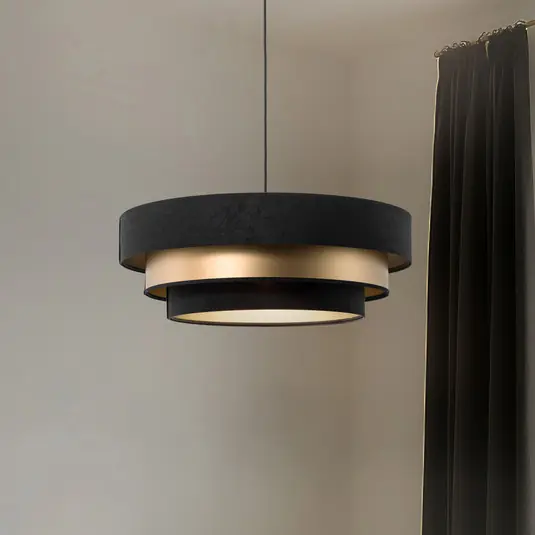 Affare Lampada a sospensione Triniti, nero/oro, Ø 60 cm, tessuto