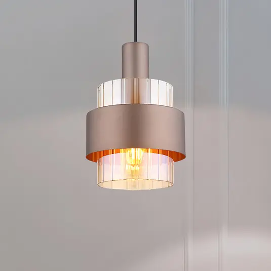 Lampada a sospensione Milley, Ø 19 cm, color bronzo, metallo Sconto