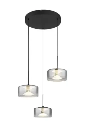 Compra Online Lampada LED a sospensione Belinda, Ø 40 cm, grigio fumo, a 3 luci, vetro