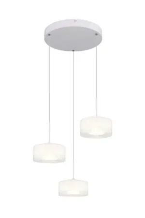 Ultime Pezzi Lampada LED a sospensione Belinda, Ø 40 cm, bianca, a 3 luci, vetro