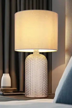 Affare Lampada da tavolo Sofia, grigio, altezza 50 cm, tessuto/vetro
