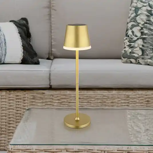 Lampada LED solare in metallo, color oro, altezza 41 cm, IP44 Popolare