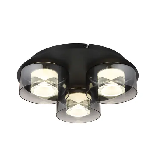 Ultime Pezzi Plafoniera LED Belinda, Ø 38 cm, grigio fumo, a 3 luci, vetro