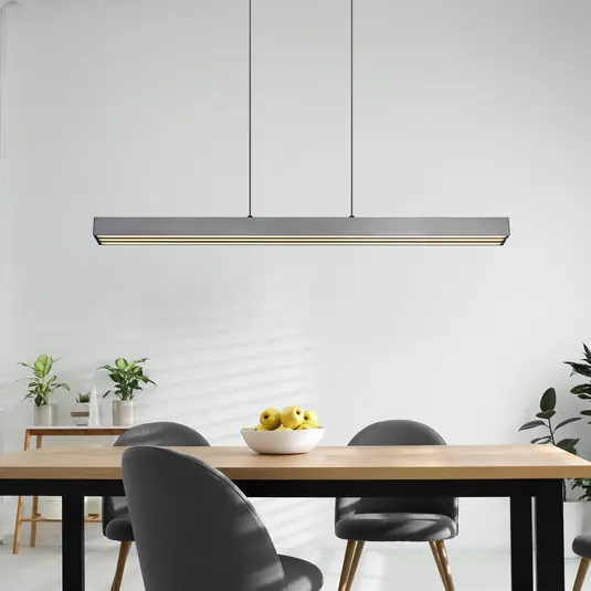 Non Perdere Lampada LED a sospensione Ethan, grigio, metallo, 150 cm, estensibile