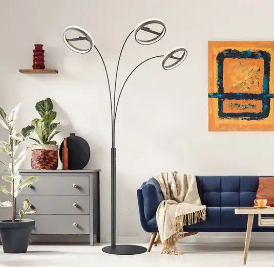 Offerta Lampo Lampada LED da pavimento Della, altezza 190 cm, nero/grigio scuro, a 3 luci