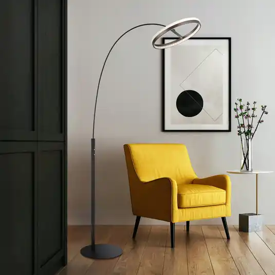 Spedizione Espresso Lampada LED da pavimento Della, altezza 190 cm, nero/grigio scuro, metallo