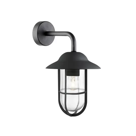 Reso Gratuito Applique da esterno Toronto, nero IP44, acciaio, vetro, E27