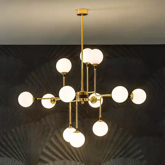 Compra Adesso Lampada a sospensione Stilnovo Galassia, color oro, Ø 120 cm, a 12 luci.
