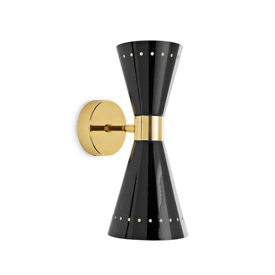 Applique Stilnovo Megafono, nera, larghezza 14 cm, a 2 luci. Ultimissimo Modello