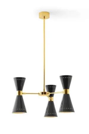 Vendita Finale Lampada a sospensione Stilnovo Megafono, nera, lunghezza 54 cm, a 6 luci.