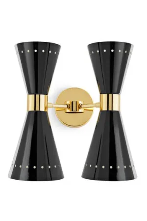 Super Prezzo Stilnovo applique Megafono, nero, larghezza 33 cm, a 4 luci