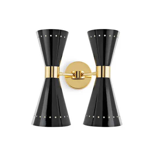 Super Prezzo Stilnovo applique Megafono, nero, larghezza 33 cm, a 4 luci