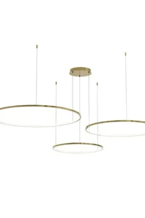 Ultime Pezzi Lampada LED a sospensione Saturno, color oro, a 3 luci, metallo, 4.000 K