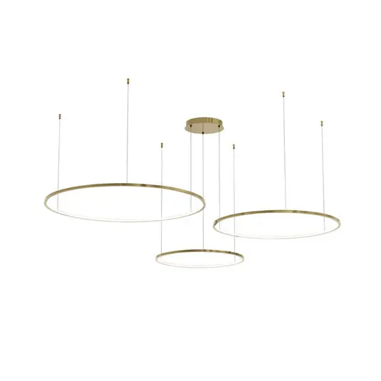 Ultime Pezzi Lampada LED a sospensione Saturno, color oro, a 3 luci, metallo, 4.000 K