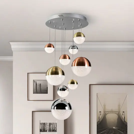 Lampada LED a sospensione Sphere, a 9 luci, dimmerabile, Ø 50 cm, multicolore Occasione