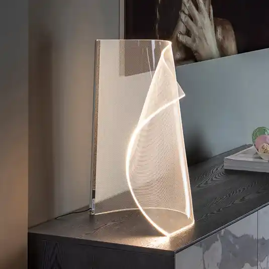Lampada da tavolo LED Velos II, cromo, dimmerabile, metallo, plastica Compra Oggi Stesso