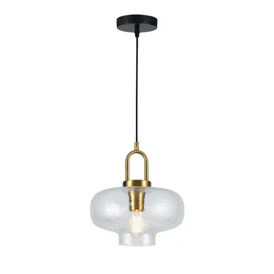 Lampada a sospensione Oslo, Ø 26 cm, trasparente/dorato, vetro Offerta Del Giorno