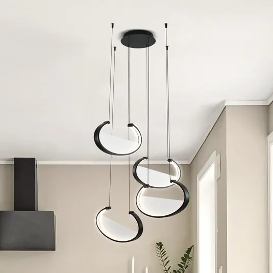 Pagamento Sicuro Lampada LED a sospensione Adele, Ø 75 cm, nero, metallo, a 4 luci.