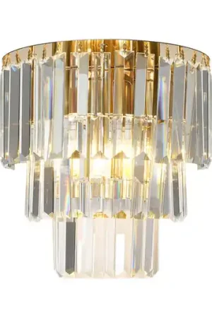 Nuovo Arrivo Applique Milano, altezza 27 cm, oro/cristallo, vetro, 2 x E14