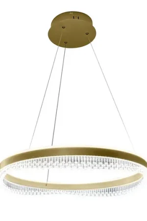 Saldi Lampada LED a sospensione Preciosa, oro/cristallo, acrilico, Ø 60 cm