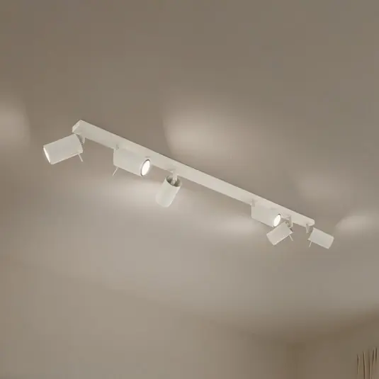 Quantità Limitata Faretto da soffitto ad anello, beige, lunghezza 117 cm, acciaio, a 6 luci.