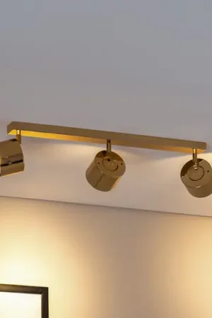 Faretto da soffitto Chloe orientabile, a 3 luci, acciaio color ottone Reso Gratuito
