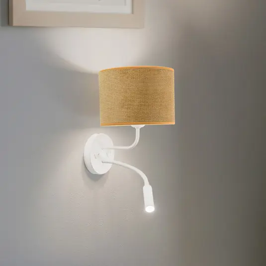 Applique a rullo, cavo, bianco/giallo senape, lampada da lettura Scelto Dai Clienti